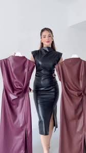 Elegant Leather Midi Dress