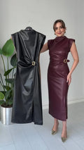 Elegant Leather Midi Dress
