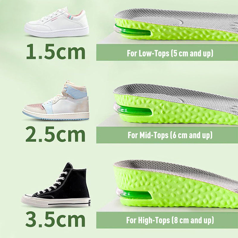 Comfortable Insoles with Air Cushion and Height-Increasing Effect