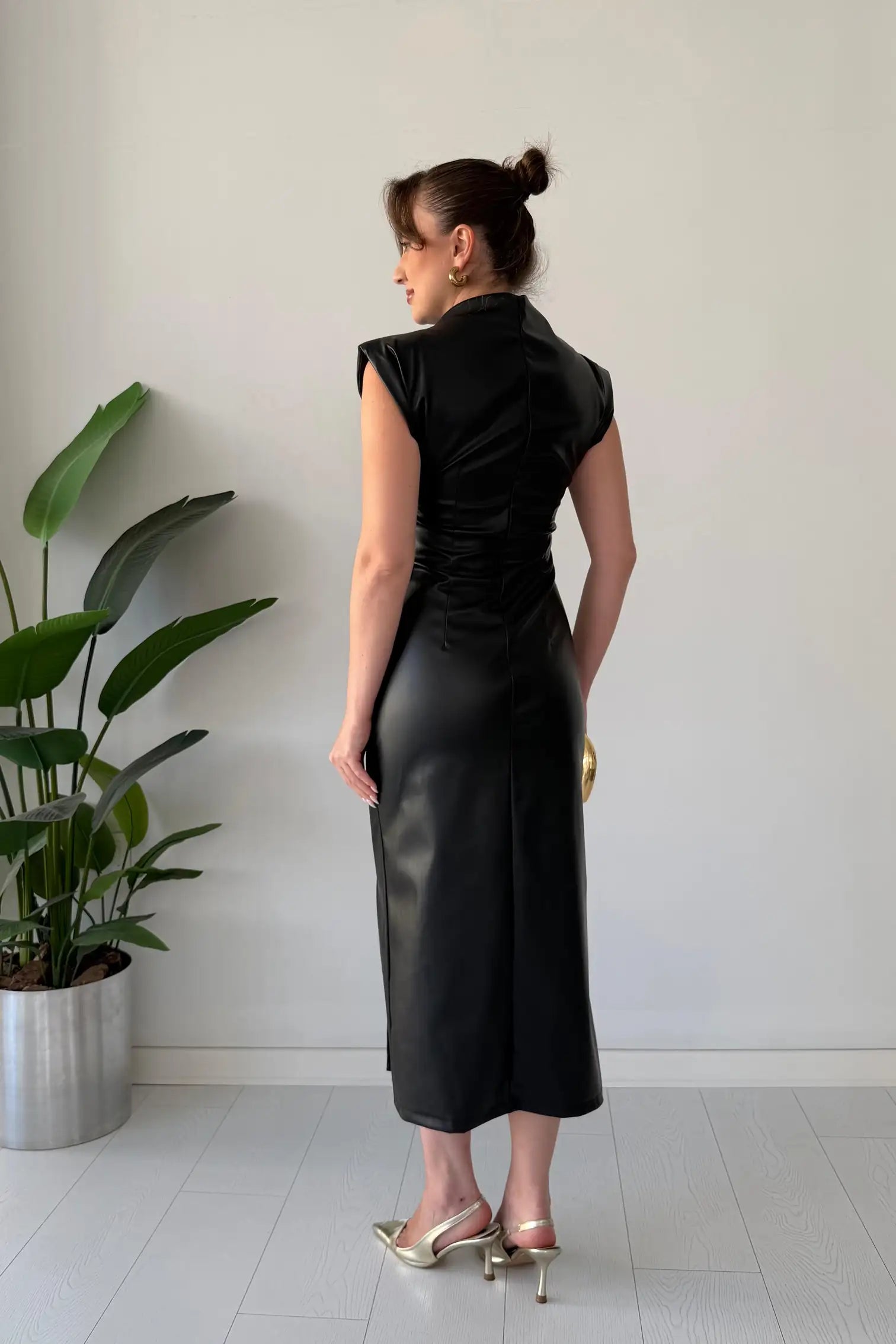 Elegant Leather Midi Dress