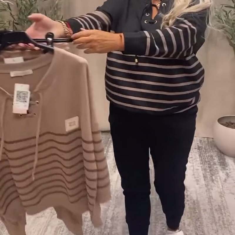 Casual Striped Top & Ankle-Length Pants Set