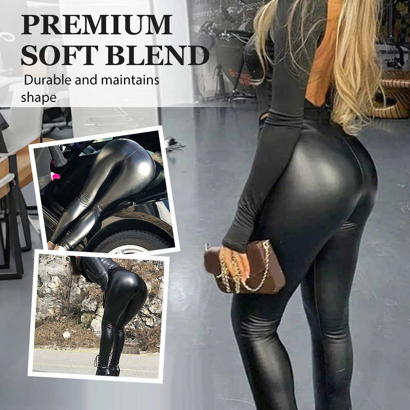Women's Faux Leather High Waisted Thickened Leggings
