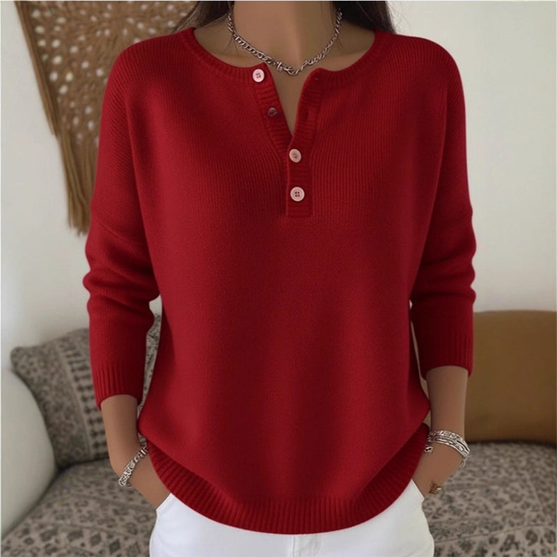 Women's Button V-Neck Knit Sweater