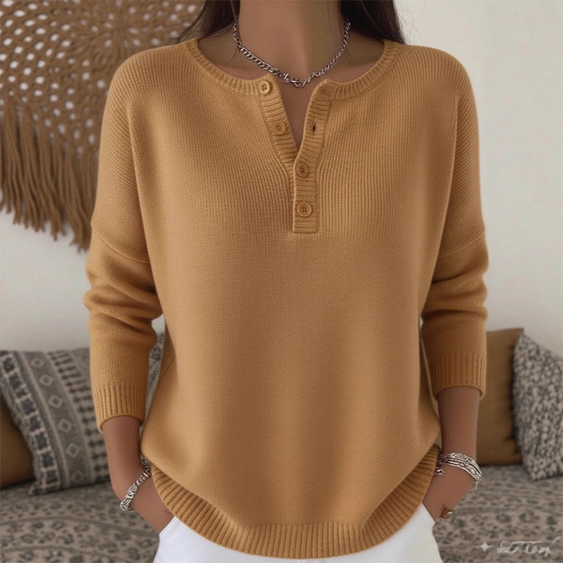 Women's Button V-Neck Knit Sweater