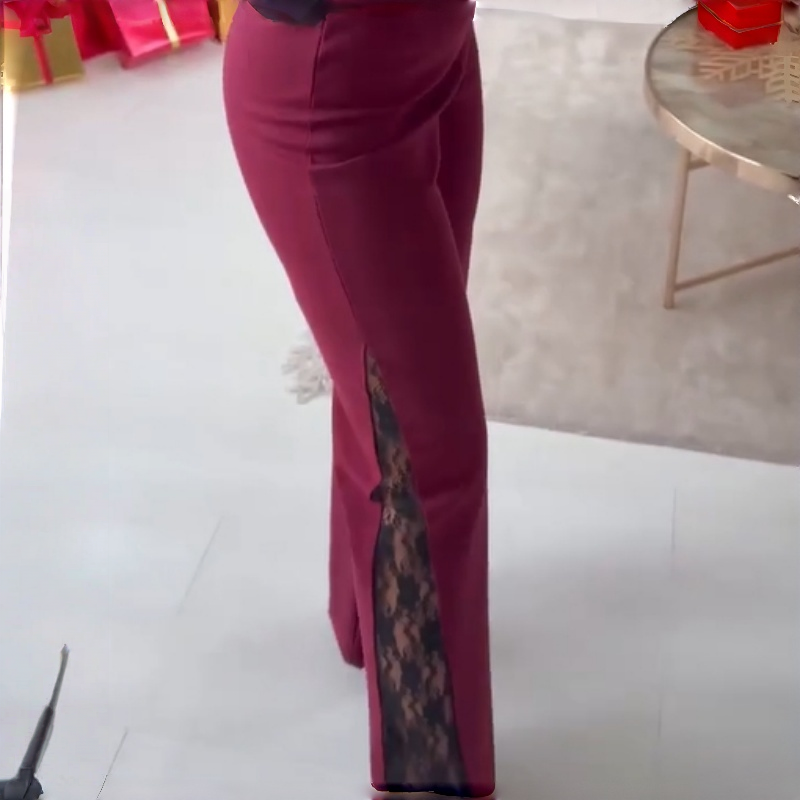 Women's Floral Lace High Waisted Bell Bottom Pants