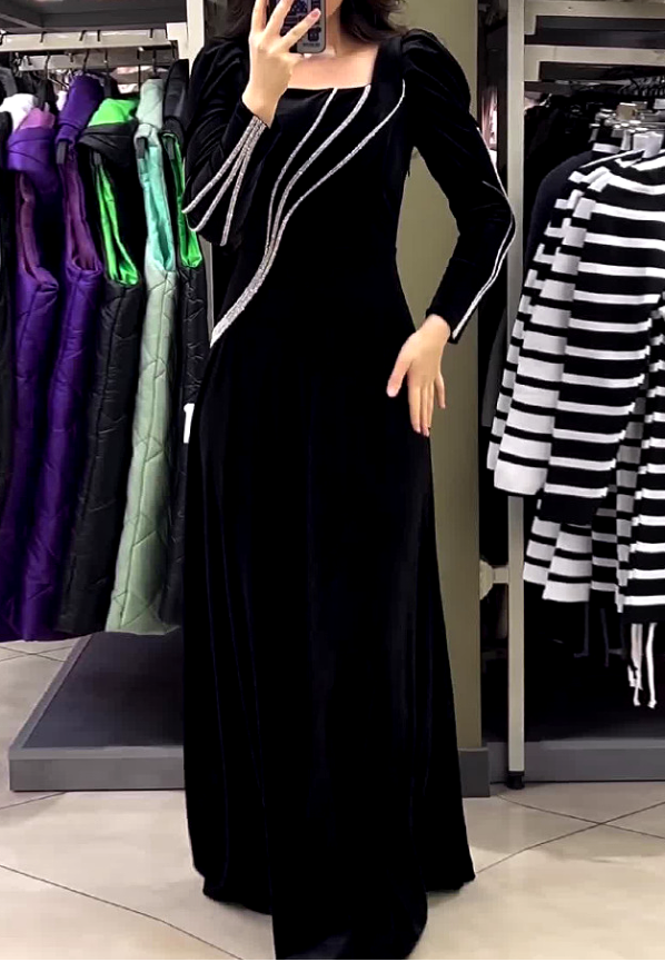 Velvet Diamond Maxi Party Dress