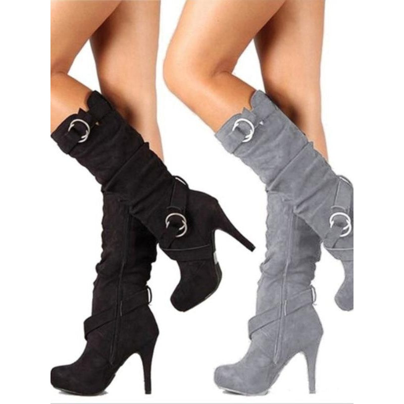 Women's High-Heel Slouchy Over-the-Knee Boots