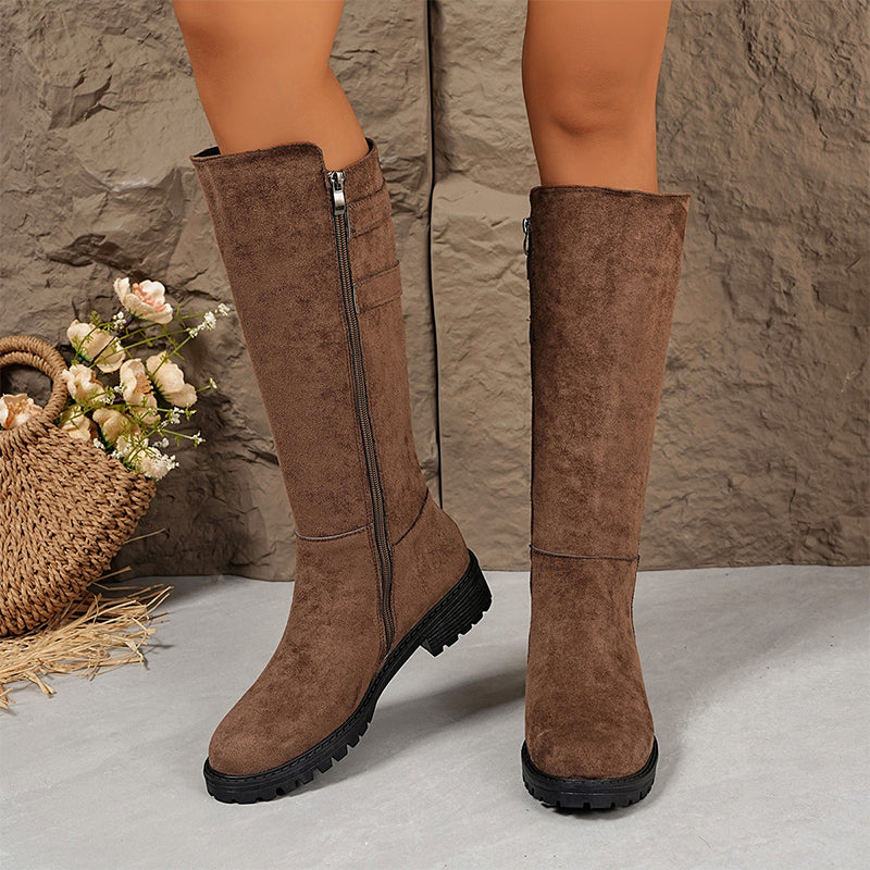 Women's Knee-High Boots with Side Zipper