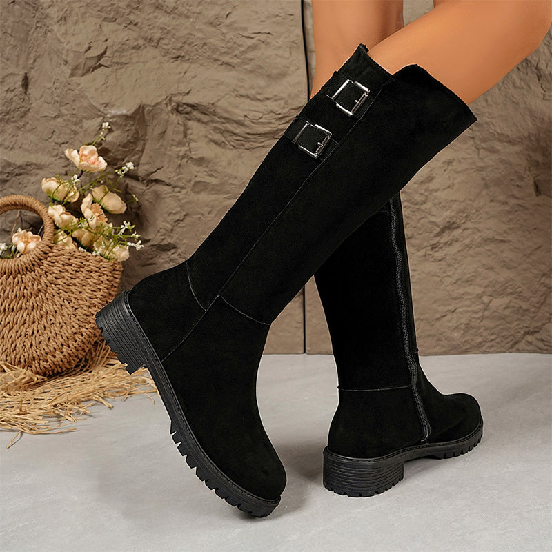 Women's Knee-High Boots with Side Zipper