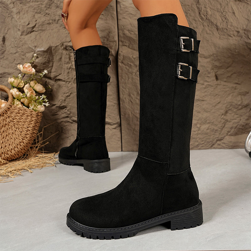 Women's Knee-High Boots with Side Zipper