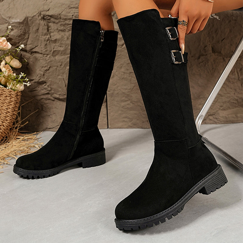 Women's Knee-High Boots with Side Zipper