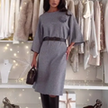 Women's Crewneck Loose-Fit Knit Midi Dress