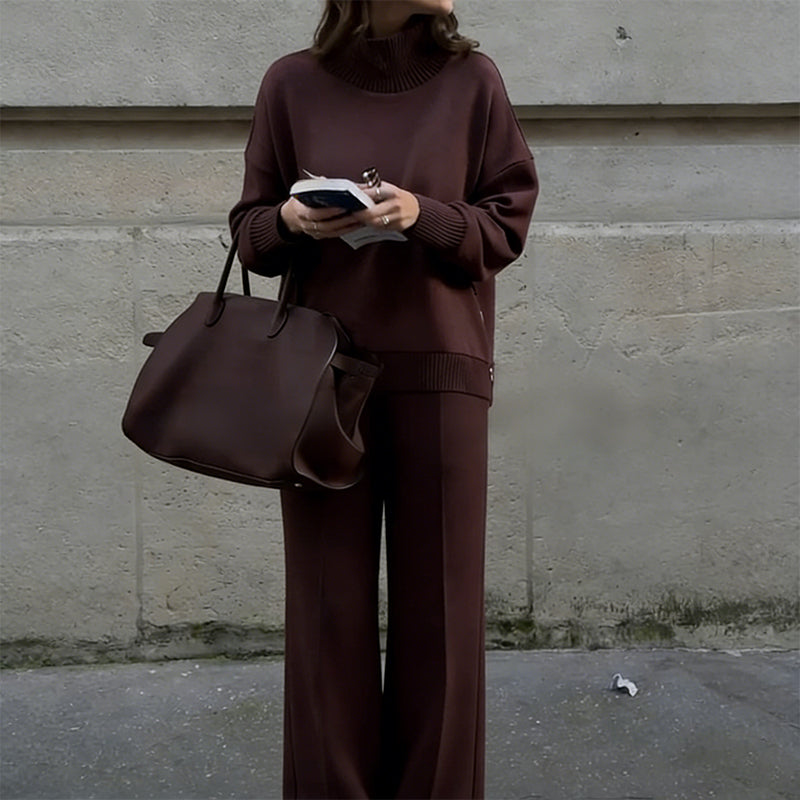 High-Neck Side-Zip Sweatshirt & Pants Set