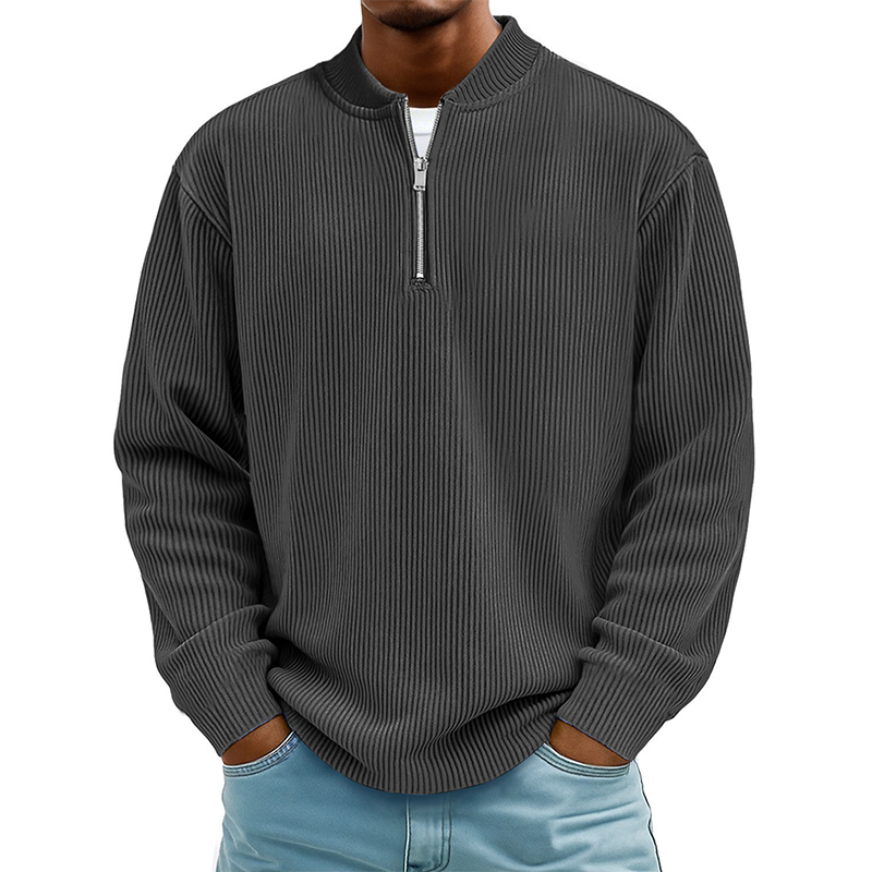 Men's Quarter-Zip Ribbed Long Sleeve Pullover🚛