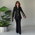 Women's Elegant Split Sleeve Blazer & Pants 2-Piece Set