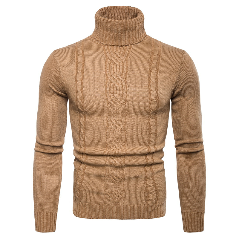 Men's Slim Fit Cable Knit Turtleneck Sweater