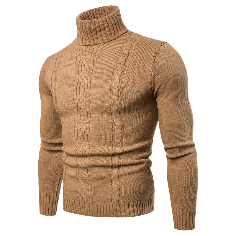 Men's Slim Fit Cable Knit Turtleneck Sweater