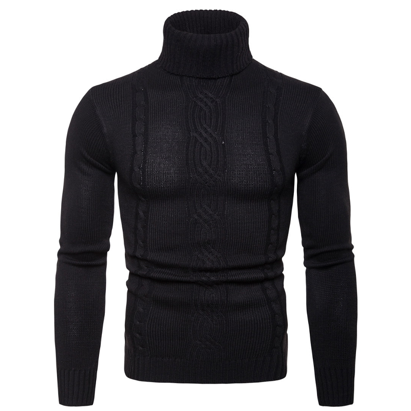 Men's Slim Fit Cable Knit Turtleneck Sweater