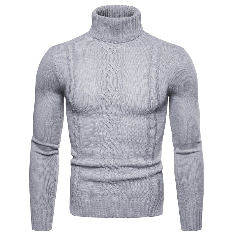 Men's Slim Fit Cable Knit Turtleneck Sweater