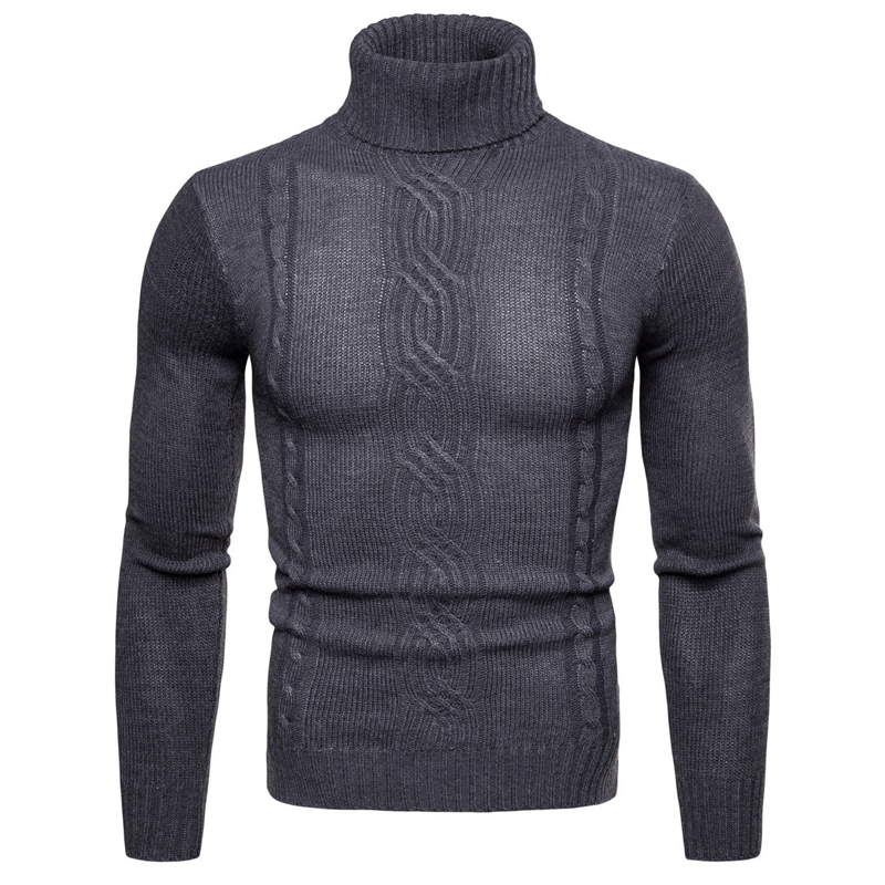 Men's Slim Fit Cable Knit Turtleneck Sweater