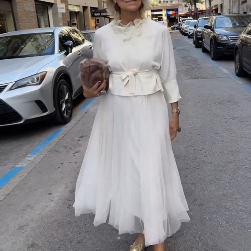 Women's Long-Sleeve Tops & Sleeveless Dress 2-Piece Set