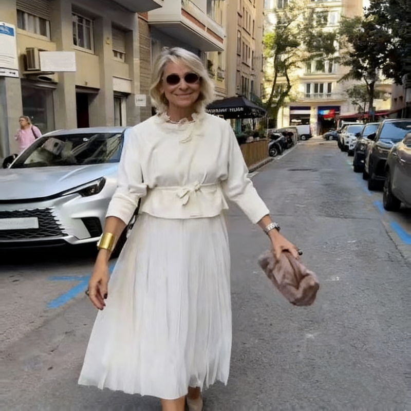 Women's Long-Sleeve Tops & Sleeveless Dress 2-Piece Set