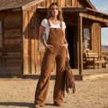 Retro Western Suede Fringe Overalls