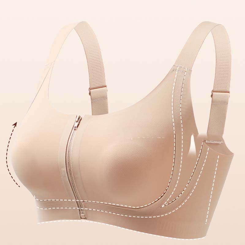 Women's Comfortable Wireless Seamless Zip Front Closure Bra