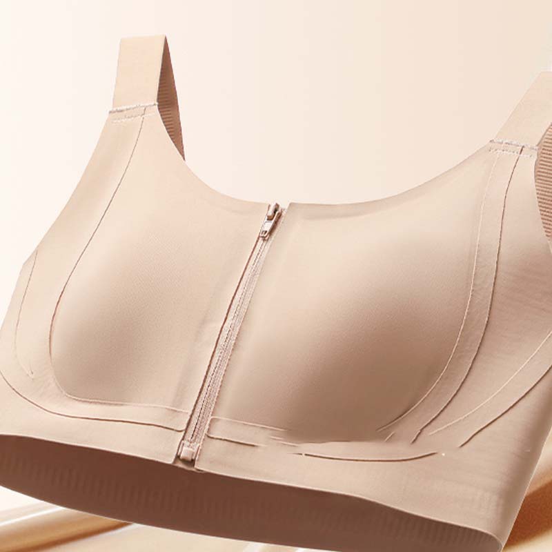 Women's Comfortable Wireless Seamless Zip Front Closure Bra