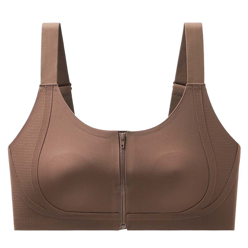 Women's Comfortable Wireless Seamless Zip Front Closure Bra