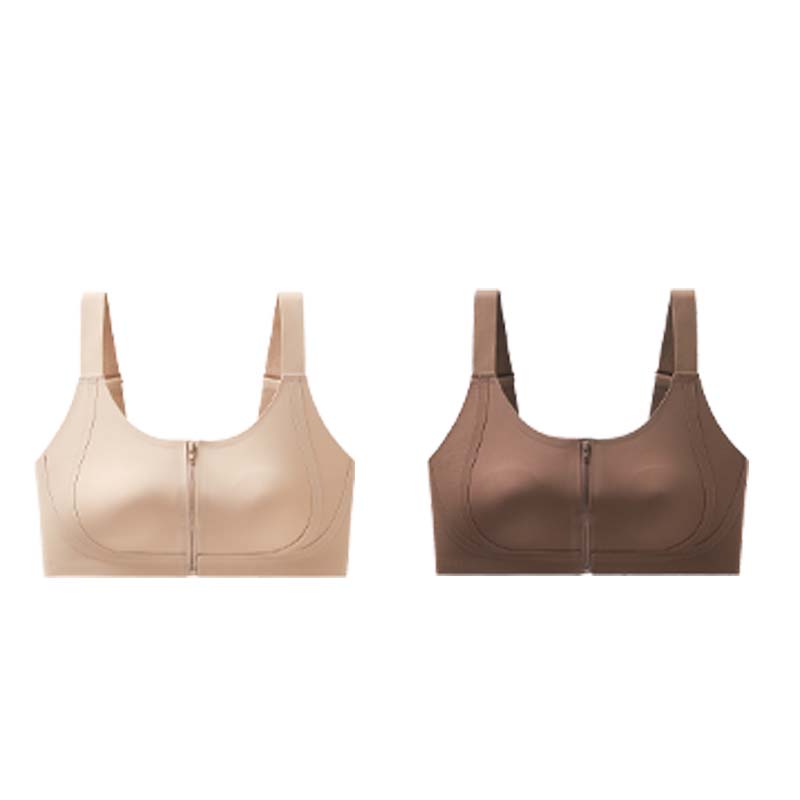Women's Comfortable Wireless Seamless Zip Front Closure Bra