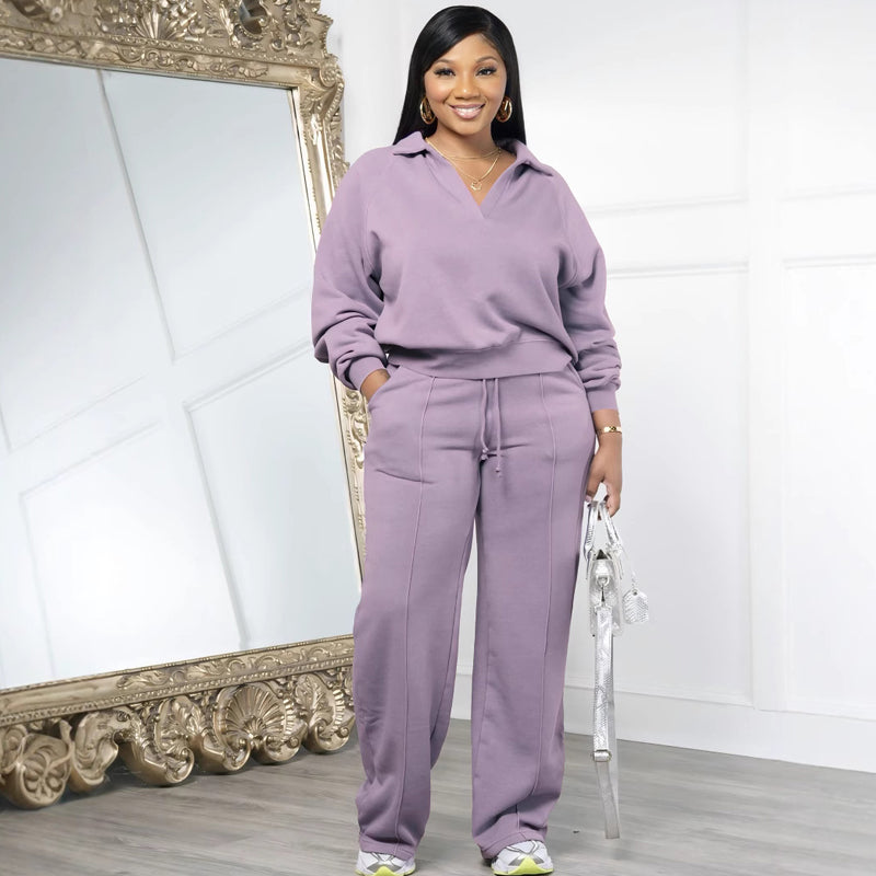 Long Sleeve Top & Elastic Drawstring Pants Set