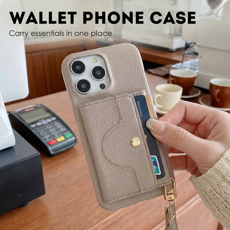 Protective Pink Wallet Phone Case with Mirror & Wristlet