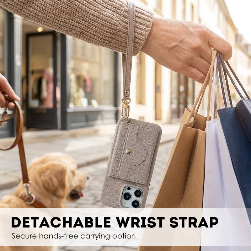 Protective Pink Wallet Phone Case with Mirror & Wristlet