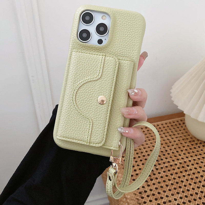 Protective Pink Wallet Phone Case with Mirror & Wristlet