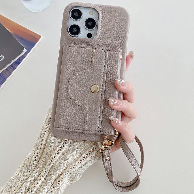 Protective Pink Wallet Phone Case with Mirror & Wristlet