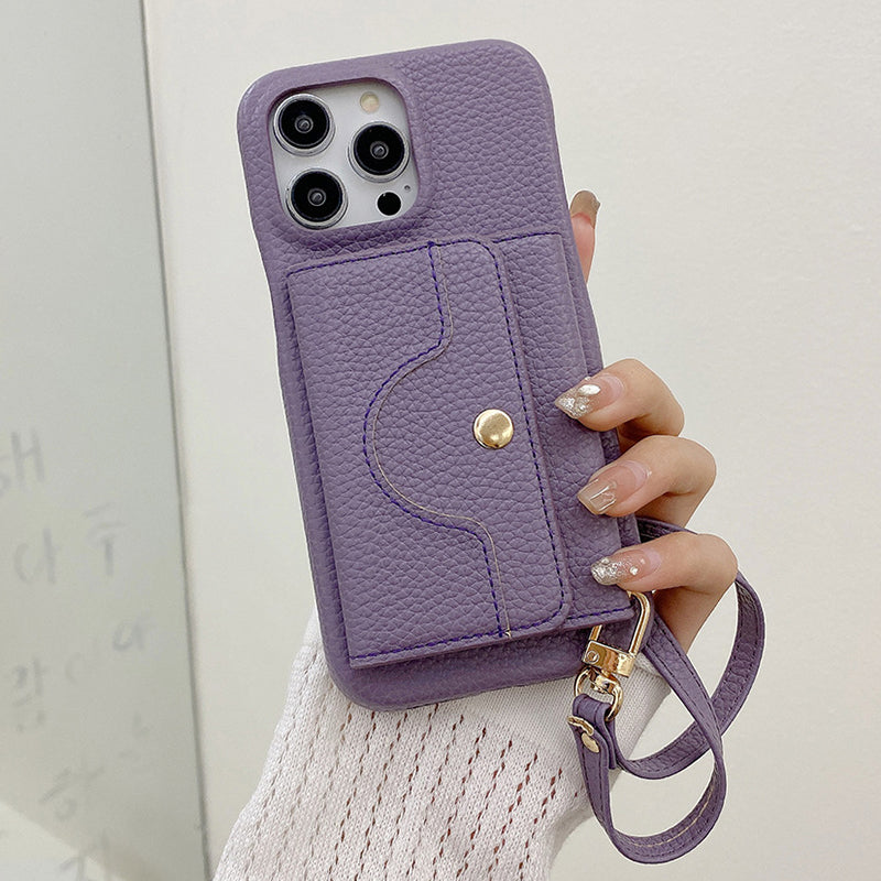 Protective Pink Wallet Phone Case with Mirror & Wristlet