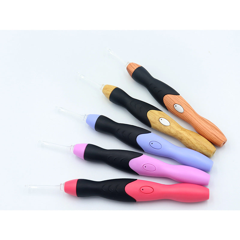 Crochet hooks with LED light, 11 pieces