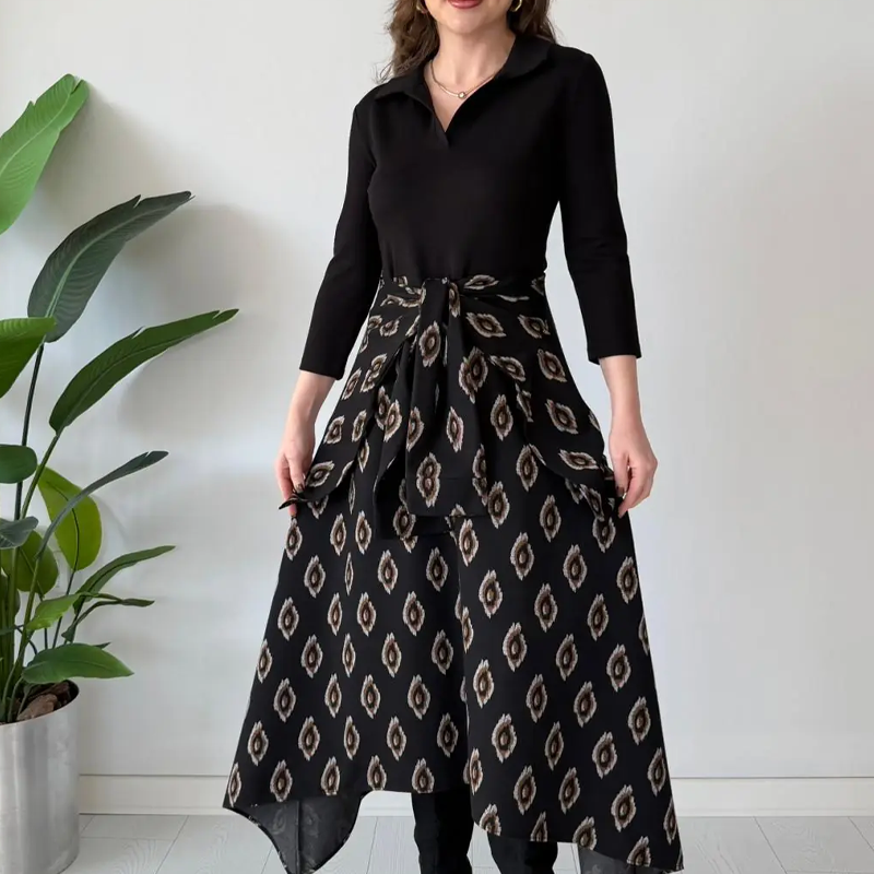 Tie-Waist Fit & Flare Midi Dress