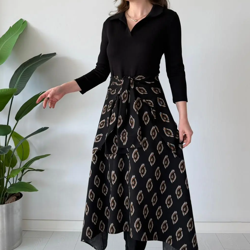 Tie-Waist Fit & Flare Midi Dress