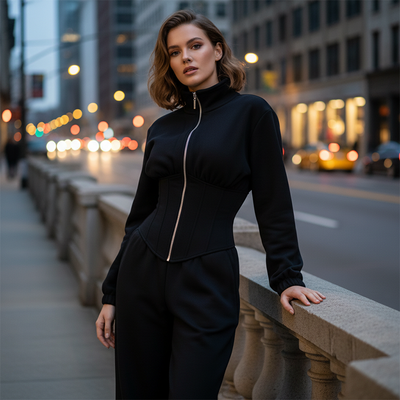 Warm Hooded Jumpsuit with Corset Waist