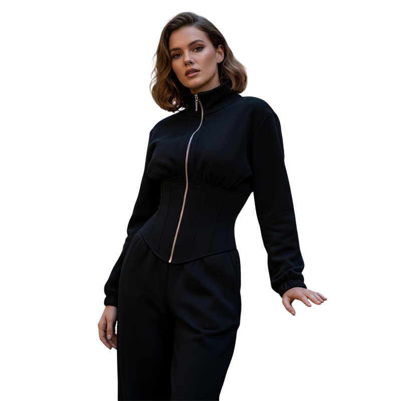 Warm Hooded Jumpsuit with Corset Waist