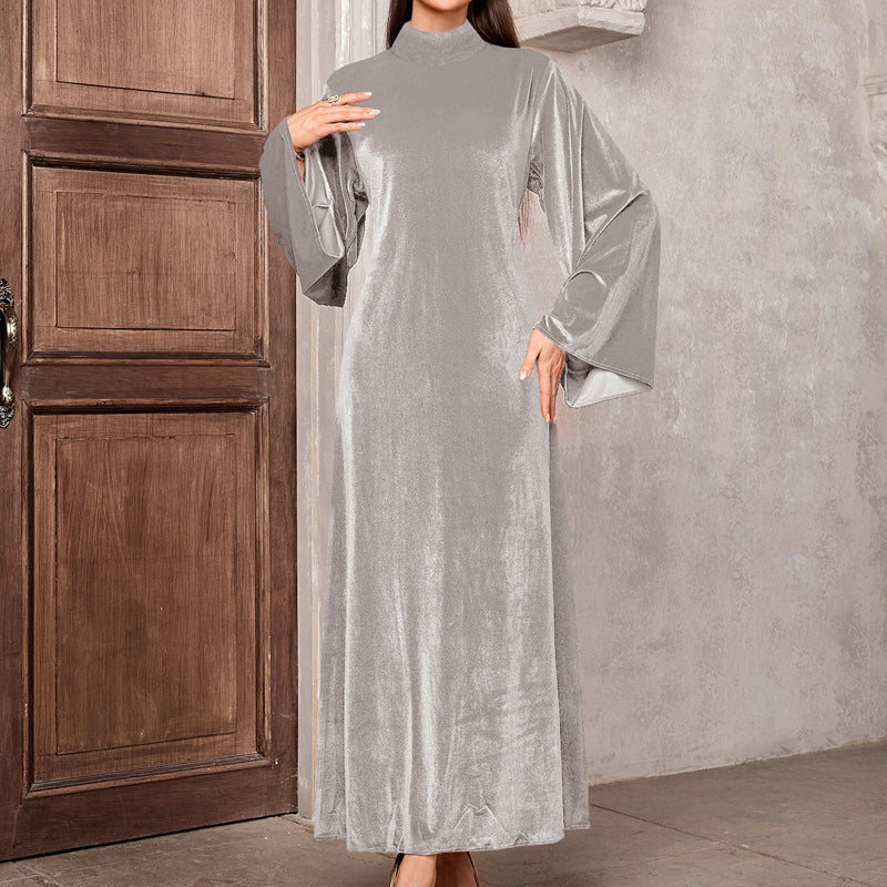 Elegant Velvet Bell Sleeve Maxi Dress