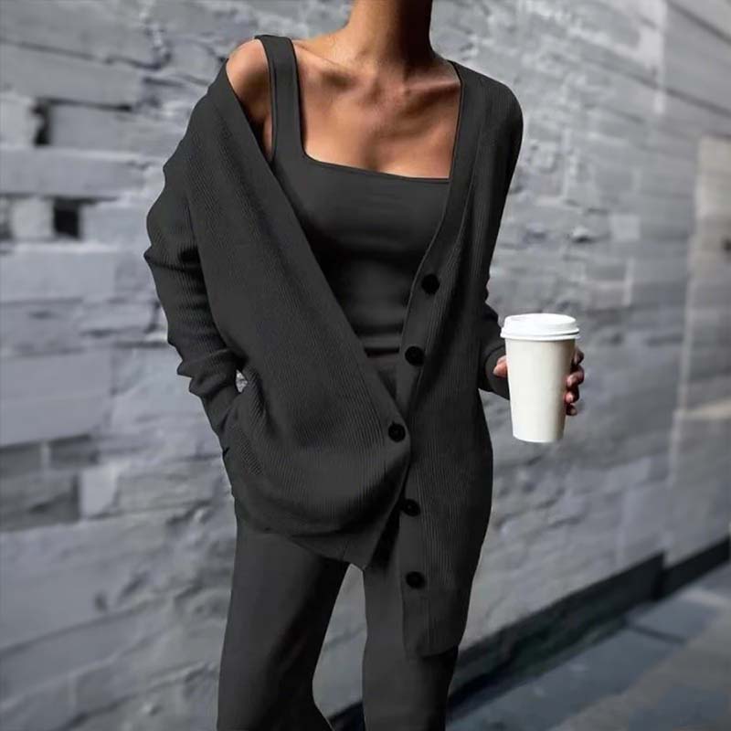 Women's Knit Cardigan, Vest & Pants Set