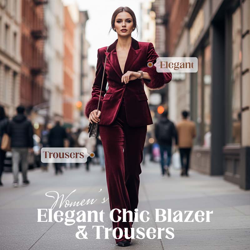 Women's Elegant Chic Blazer & Trousers
