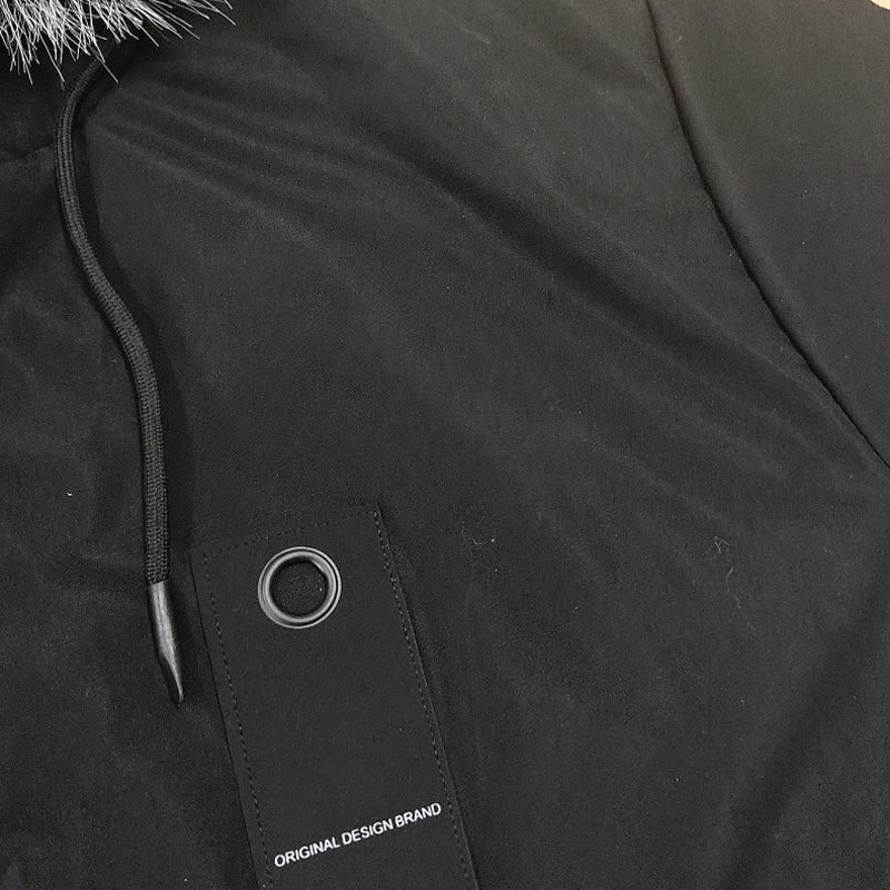 Men's Windproof Hooded Thermal Mid-Length Parka Jacket