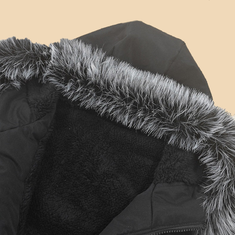 Men's Windproof Hooded Thermal Mid-Length Parka Jacket