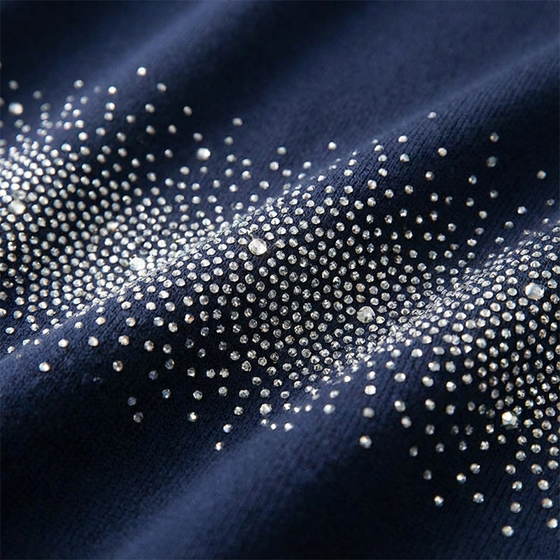 Women's Rhinestone Embellished Hoodie & Wide-Leg Pants Set