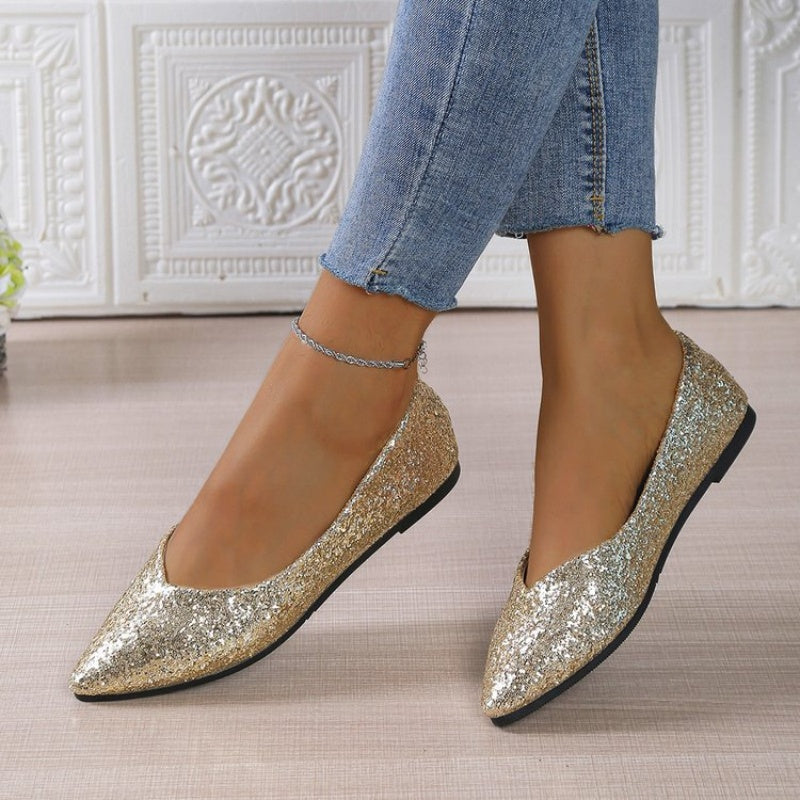 Women's Glitter Pointed Toe Flats