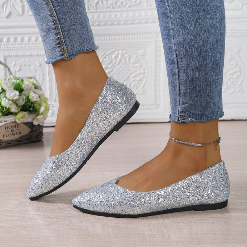 Women's Glitter Pointed Toe Flats
